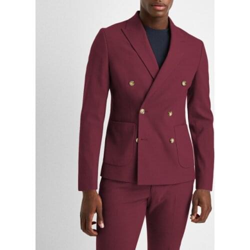 Classic Double Breasted Mens Business Suit Slim Fit GroomTuxedos Wedding Dress costume homm Peak lapel Gentleman Blazer Pants