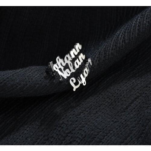 Personalized Customized Multiple Name Stainless Steel Rings Adjustable Size Family Rings For Dad Mom Kids Jewelry Birthday Gifts