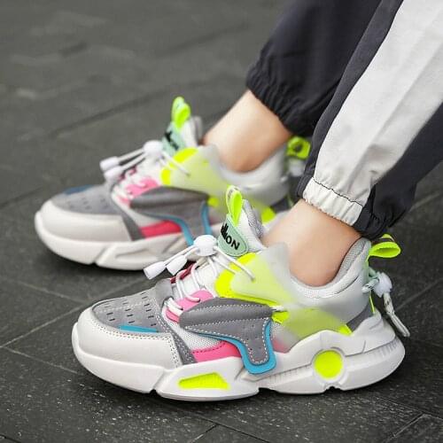 2021 New Children Shoes Girls Boys Casual Sports Shoes Fashion Colorblock Breathable Soft Leather Non-slip Sneakers for Kids