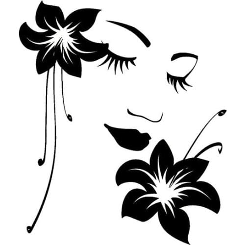 Hot Sell Personality Car Stickers KK Vinyl Flower Girl Woman Face Decals Accessories Auto Decorative Stickers PVC 14cm X 12cm