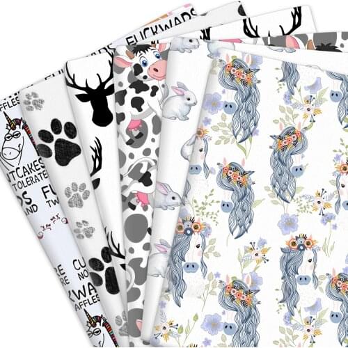50*145cm Cow Animal Unicorn Polyester Or 100% Pure Cotton Fabric Material Patchwork Sewing Quilting Needlework DIY Cloth