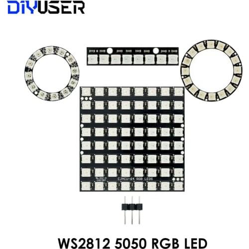 12 16 64 channel WS2812 WS2812B WS 2811 5050 RGB LED Lamp Panel Module 5V 12Bit 16Bit 64Bit Rainbow LED Precise