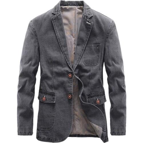 2021Small Suit Spring and Autumn Denim Jacket Business Casual Suit Jacket Mens Thin Section Young and Middle-aged Handsome Slim