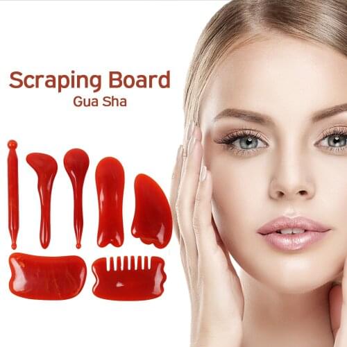 Natural Resin Agate Red Amber Gua Sha Scraping for Face Neck Leg SPA Body Care GuaSha Massage Board Therapy Acupoint Acupressure