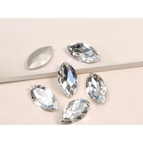 Navette 4227 Strass fancy stone pointed back sew on crystal rhinestone jewels Gold silver claw button for Dress Garment craft