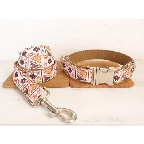 GLORIOUS KEK Dog Collar for Medium Large Dog Nylon Engraved Customized Puppy Collar Anti-Lost Dog Collar Leash Set Designer Folk