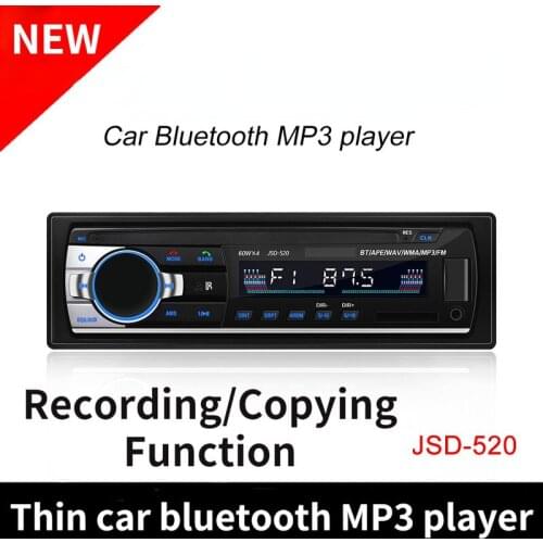 2021 NEW JSD-520 Thin Car Bluetooth MP3 Car Card U Disk FM Radio Recording Copying Function Bluetooth MP3 Music Player