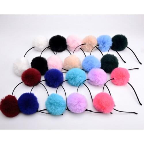 Candy Color Ball Girls Headband Pompon Hairband Wedding Headwear Sweet Women Hair Accessories Christmas