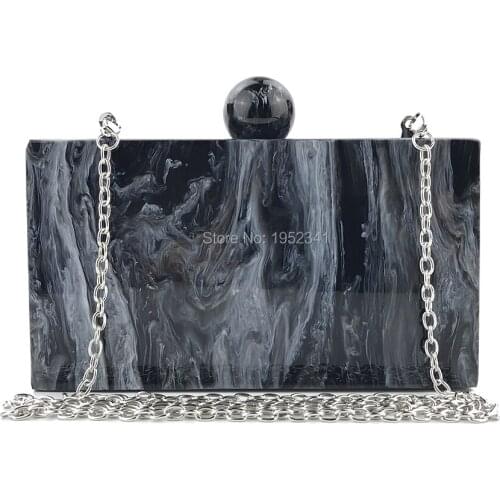 OC4122 Wholesale New products 2020 clutch bag black marble women acrylic clutch bags