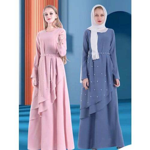 Pure Color Young Pretty Evening Party Dress Abaya Dress Kimono Dubai Kaftan Dress Arabic Kaftan Muslim Sets Ball Gown