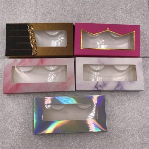 Wholesale lashes box mix different colors 3D mink lashes packing free trays pretty style private label