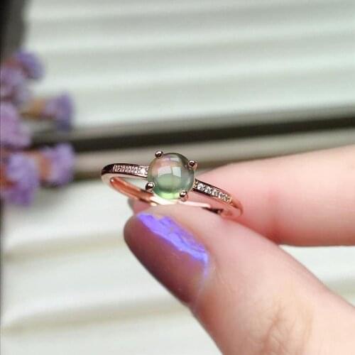 Original designer craft prehnite opening adjustable ring romantic light luxury charm womens brand silver jewelry