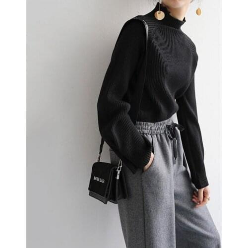New-Coming Autumn Winter Tops Turtleneck Pullovers Sweaters Primer Shirt Long Sleeve Short Korean Loose Elasticity Sweater