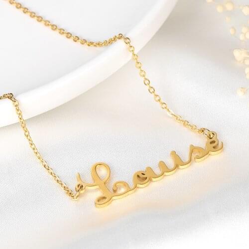 Necklace For Women Customized Stainless Steel Name Necklace Personalized Letter Gold Choker Pendant Name Chain Jewelry Gift