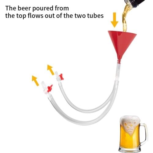 Plastic Filling Funnel Beer Funnel Wine Liquid Pipe Tube Double Tube Valve Hose for Birthday Beer Drinking Party Bar Tool