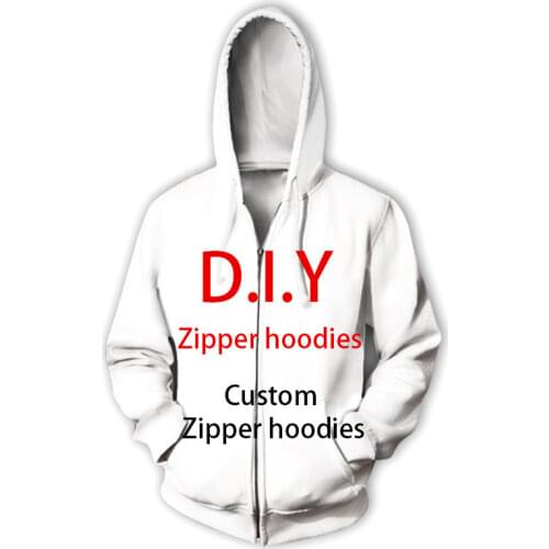 DIY Custom Design Your Own Pictures 3D Print Casual Zipper Hoodies Zip Up Hooded Sweatshirts Harajuku Hip Hop Sweatshirts
