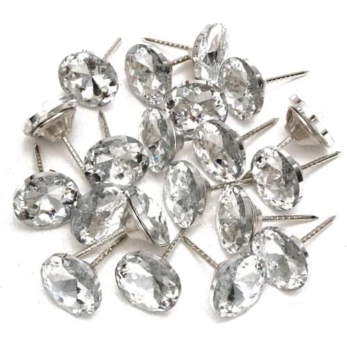 Buttons 20Pcs Diamond Pattern Crystal Upholstery Nails Button Tacks Studs Pins Sofa Wall Decoration Furniture Accessory Diamante
