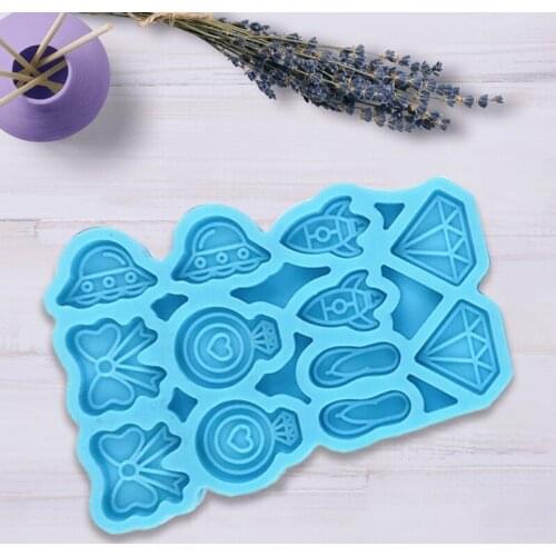 R58E Bowknot Diamond Slippers Sun Hat Shaped Earrings Ear Studs Epoxy Resin Mold Jewelry Necklace Pendant Silicone Mould DIY