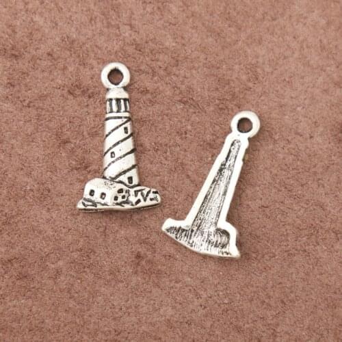 RAINXTAR Fashion Antique Silver Color Alloy Lighthouse Charms 11*20mm 100pcs AAC1036