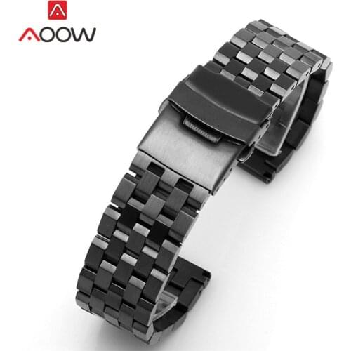 5 Pointer Solid Stainless Steel Strap 18mm 20mm 22mm 24mm 26mm Folding Buckle Men Metal Replace Band Bracelet Watch Accessories