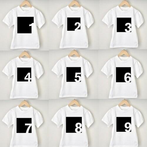 First To Nine Birthday Shirt 1st Bday Tee Children Birthday Celebration Shirt Boys Girls Summer Short Sleeve Fashion Clothes