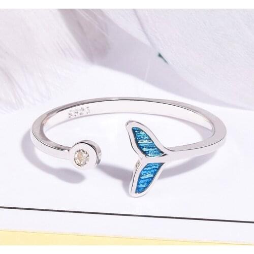 Mermaid Open Finger Rings For Women Adjustable Zircon Cute Simple Fashion Student Fine Jewelry Girl Present Wholesale BOYULIGE