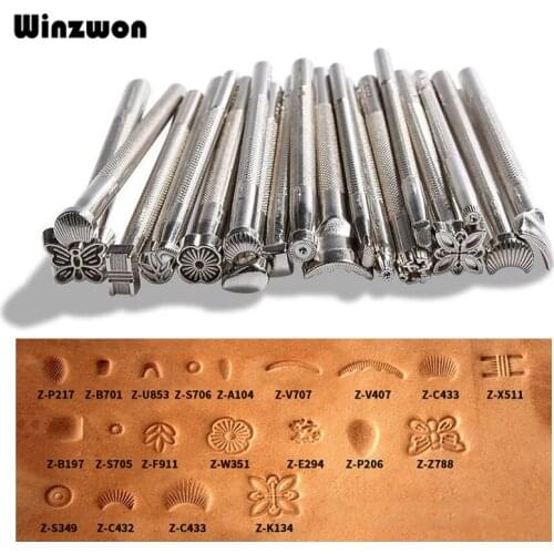 20Pcs Stainless Steel Leather Craft Stamps DIY Leather Working Saddle Making Tools Set Metal Leather Carving Tools For Repairing