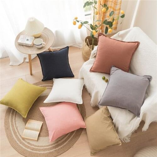Nordic 45X45cm / 55x55cm Solid Color Cushion Cover Sofa Lumbar Pillow Cover Square Waist Pillowcase for Couch Bed Home Decor