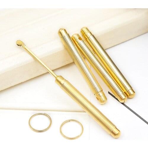 1PC Folding Type Golden Earwax Cleaner Portable Ear Wax Removal Tools Ear Spoon Attached A Key Ring