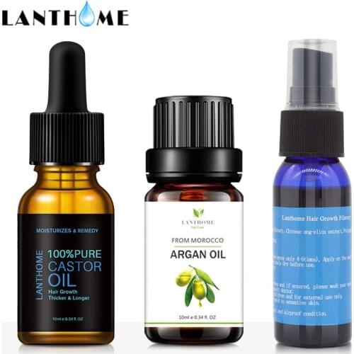 Baldness serum and castor oil hair growth essence and argan oil repair dry damage kit can prevent hair loss 3PCS