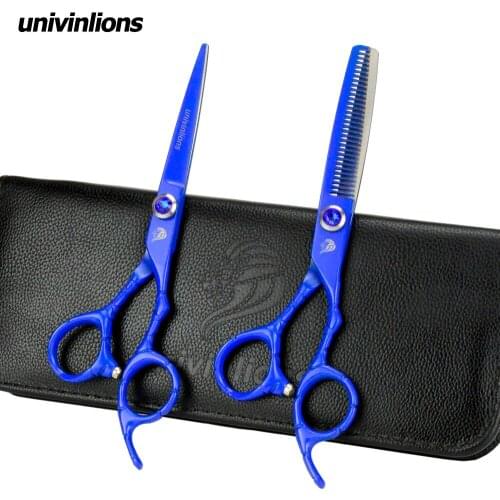 Univinlions 6" blue hair scissors cheap hairdressing scissors thinning shears sale hair cutting scissors barber salon clipper