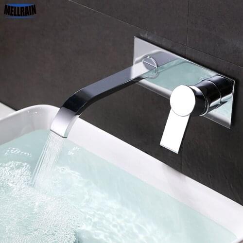 Waterfall wall mounted basin faucet brass material chrome plated bathroom basin mixer high quality kitchen faucet sink tap