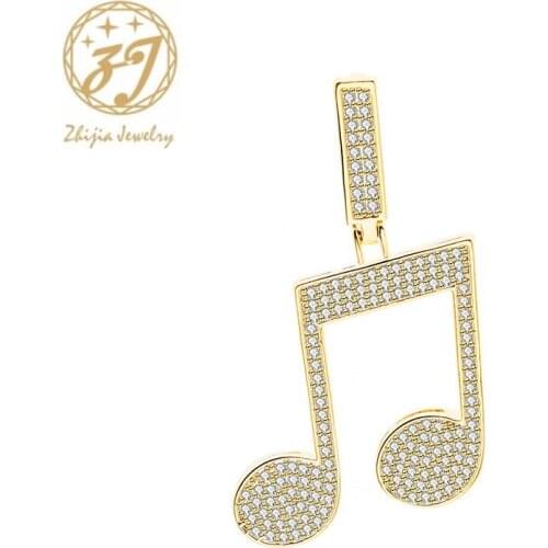 Zhijia new trendy golden rhinestone crystal music note for women accessories music lovers gifts jewelry