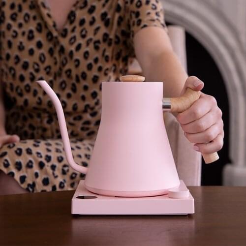 0.6L Variable Temperature Digital Kettle Pink smart Gooseneck Kettle pour over hand brewed pour over Wooden handle coffee pot