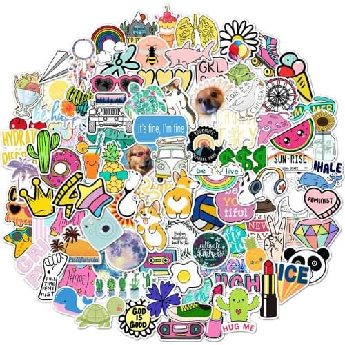 100PCS Kawaii VSCO Girls Sticker Waterproof For DIY Scrapbook Laptop Luggage Bicycle Car Cute Decals Stickers