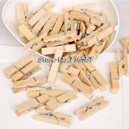 1000 PCS Wholesale Very Small Mine Size 25mm Mini Natural Wooden Clips For Photo Clips Clothespin Craft Decoration Clips Pegs