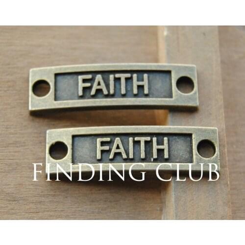 15pcs Bronze Letter Faith Connector Inspiration Charms Metal Bracelet Necklace Jewelry Findings A342
