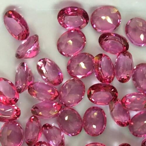 2Piece Pink Topaz Natural Loose Gemstone Oval faceted 7X9mm Bead for Inlaid silver 925 jewelry Ring Necklace DIY ICNWAY
