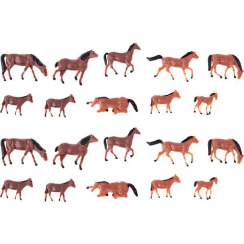 20Pcs 1/87 HO Scale Horses Model Painted Animal Figure for Miniature Models Layout Landscape Scenery DIY