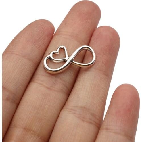 20pcs Silver Color Infinity Heart Endless Love Pendant Connector Charms For Bracelets Necklace Jewelry Findings Making