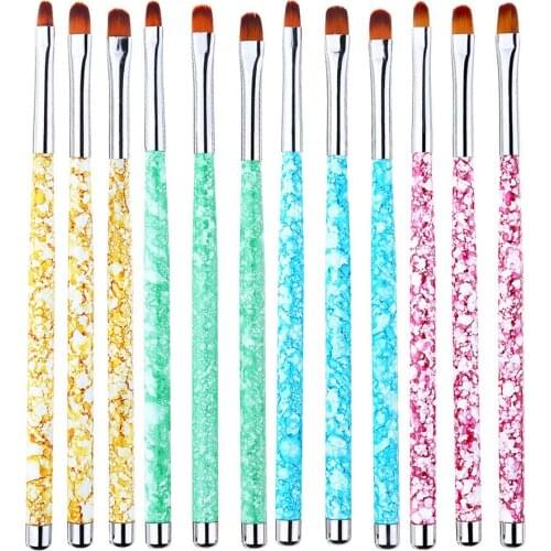 New 3Pcs/Set Nail Art Metal Handle Acrylic UV Gel Extension Builder Petal Flower Painting Drawing Brush Manicure Tools