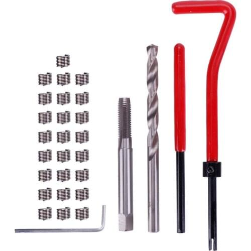30Pcs Red Top Quality Oil Drain Plug Sump Bolt Thread Repair Kit M6 Tap oil pan thread repair tool set Auto repair tool #272404