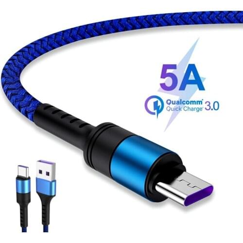 5A 1m USB Type C Cable Micro USB Fast Charging Mobile Phone Android Charger Type-C Data Cord For Huawei P40 Mate 30 for Xiaomi