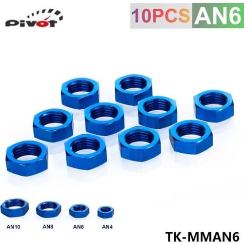 6AN AN6 BULKHEAD BLUE ALUMINUM ANODIZED NUT SEALING LOCKING FITTING ADAPTER TK-MMAN6