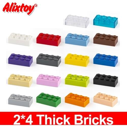 40pcs DIY Building Blocks Thick Figures Bricks 2x4 Dots Educational Creative Size Compatible With 3001 Plastic Toys for Children
