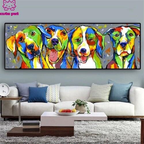 5D DIY Diamond Painting cross stitch Animal color oil painting dog full square diamond mosaic embroidery rhinestone decor large