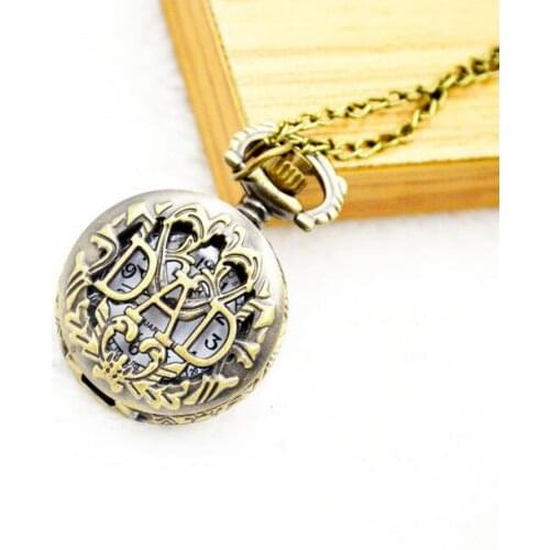 Antique Bronze mini Dad Pattern Quartz Pocket Watch with Necklace Fathers Day Gift Fathers Day Gifts Sets LKO24