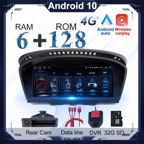 6+128GB Android 10 Car Radio Stereo Player GPS Navigation for BMW E60 E61 E63 E64 E90 E91 E92 CCC CIC