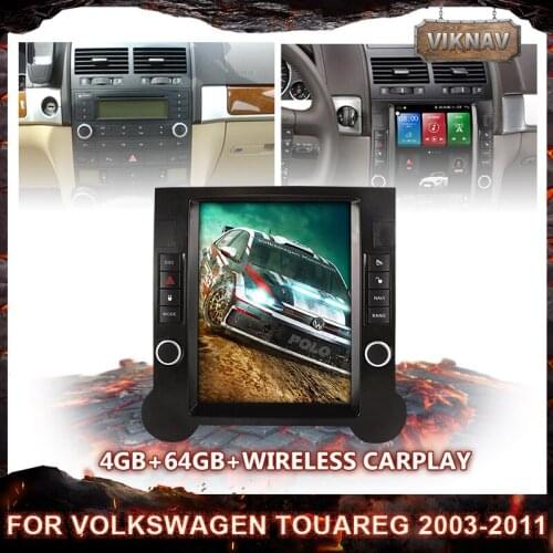 Android 4G 64G Vertical touch Screen Car Audio Radio Multimedia Player GPS Navigation for Volkswagen Touareg 2003-2011 Carplay