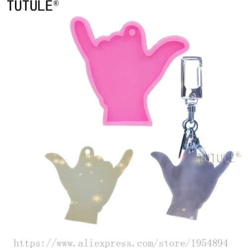 Shiny Silicone Molds-I Love You Sign, Sign Language Hand Mold ,Peace Hand Sign Cake Mold/DIYOrnaments/Key Fobs Polymer Clay Mold